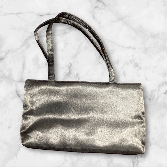 Black Satin Evening Bag for Women Handled Purse with Embellished Crystals Buckle - Picture 8 of 9